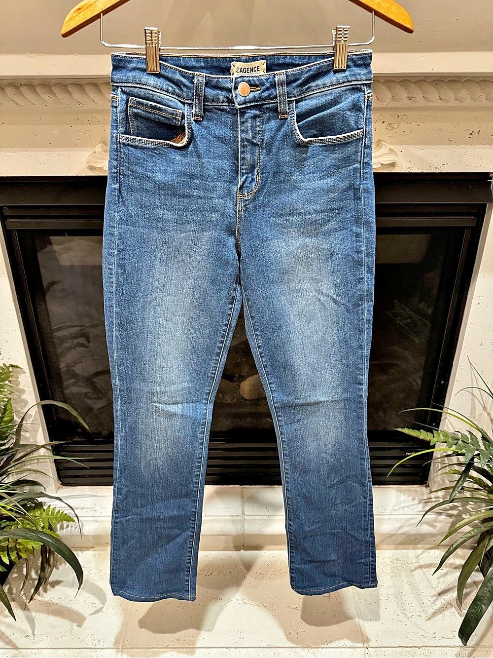 L'AGENCE Oriana Premier High Rise Straight Jeans Blue